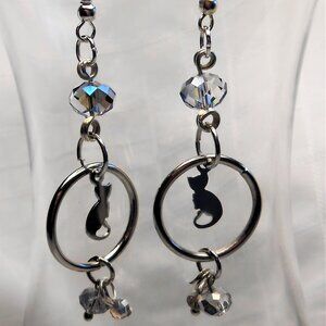 No. 404 - Handmade earrings with Tibetan silver cat charms